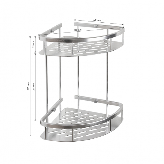 Полка 2-ярусная угловая 22 см САНАКС 75069 из алюминия