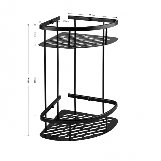 Полка 2-ярусная угловая 22 см TITAN 76069 чёрная