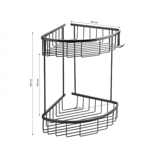 Полка 2-ярусная угловая GFmark GF-78251 графит