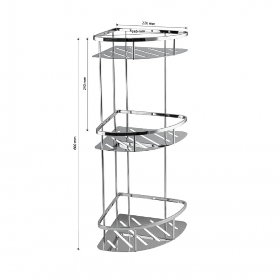 Полка 3-ярусная угловая 22 см TITAN 77355 из нержавеющей стали