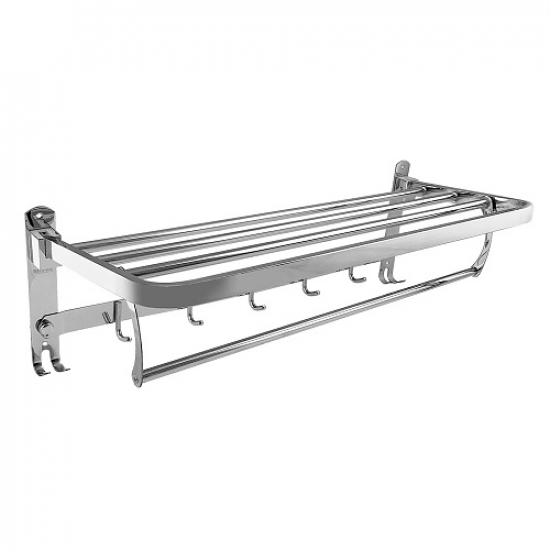 Полка BRIMIX 1048 для полотенца нержавеющая сталь 60см с крючками