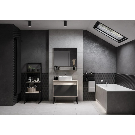 Полка для мебели АКВАТОН Лофт Урбан с полотенцедержателем, черная