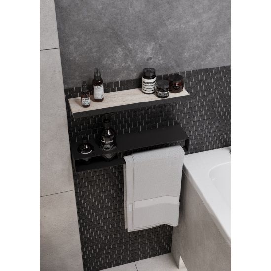 Полка для мебели АКВАТОН Лофт Урбан с полотенцедержателем, черная