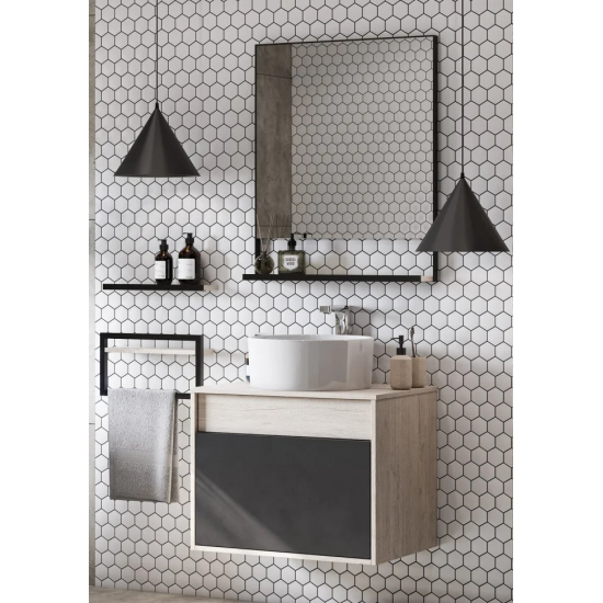 Полка для мебели АКВАТОН Лофт Урбан с полотенцедержателем, дуб орегон