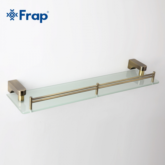 Полка FRAP F1407 стеклянная 1 ярусная под бронзу