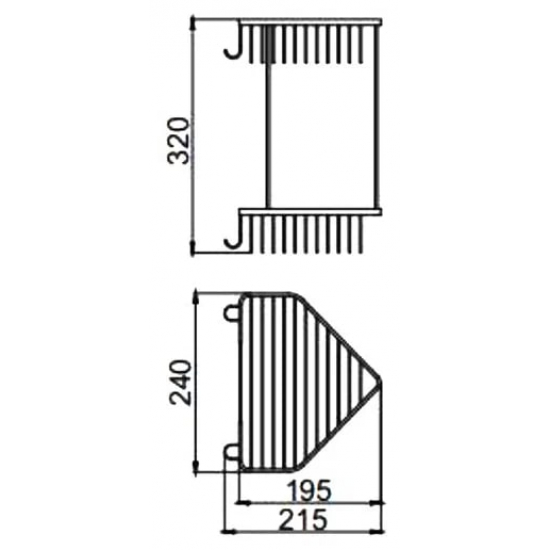 Полка FRAP F335-1 металическая 2-ярусная угловая