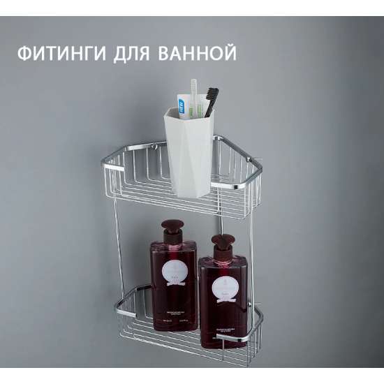 Полка FRAP F335-1 металическая 2-ярусная угловая