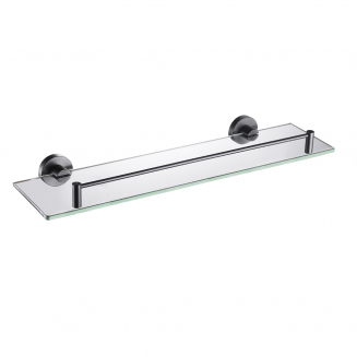 Полка стеклянная с бортом GFmark GF-78006 из нержавеющей стали графит