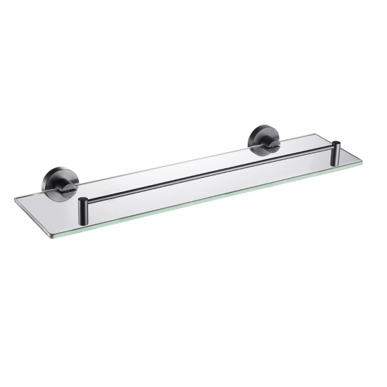 Полка стеклянная с бортом GFmark GF-78006 из нержавеющей стали графит