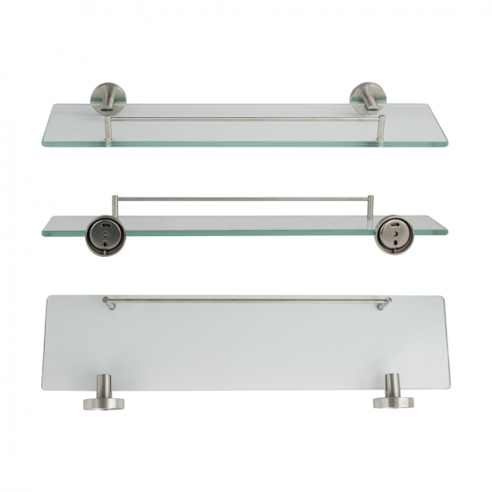 Полка стеклянная с бортом GFmark GF-80006 из нержавеющей стали