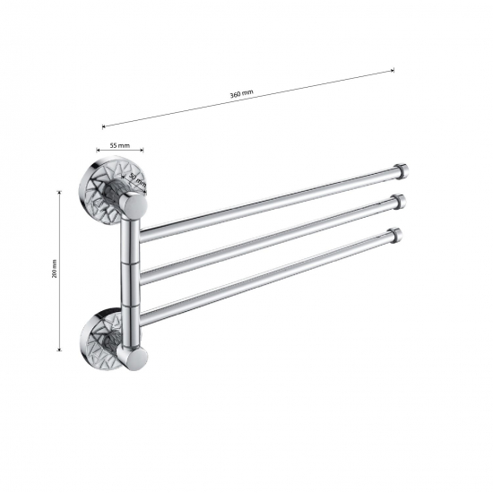 Полотенцедержатель GFmark GF-3212  поворотный тройной с белой мозаикой