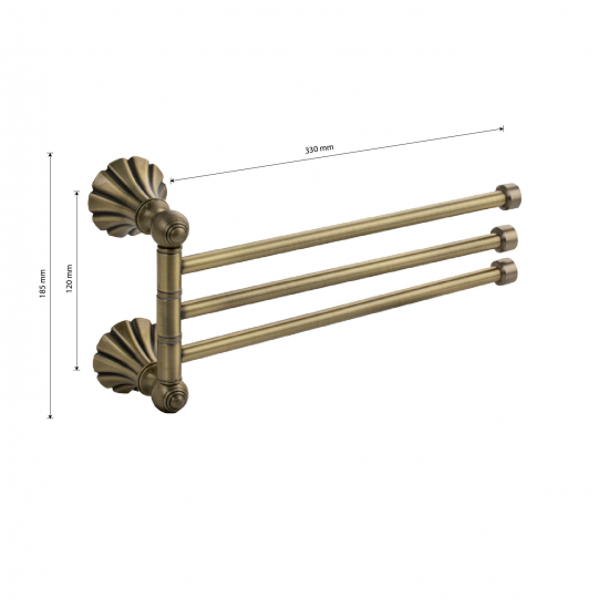 Полотенцедержатель MAGNUS 95132 поворотный тройной бронза