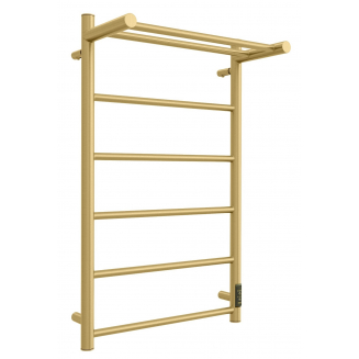 Полотенцесушитель электрический ДВИН Fj neo 80х50, глянцевое золото, с полкой