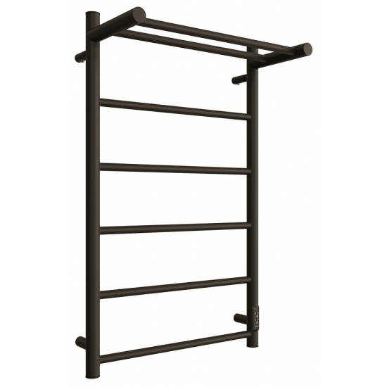 Полотенцесушитель электрический ДВИН Fj neo 80x50 чёрный матовый, с полкой