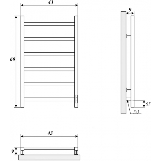 Полотенцесушитель электрический ДВИН J plaza neo 60x40 полированный хром