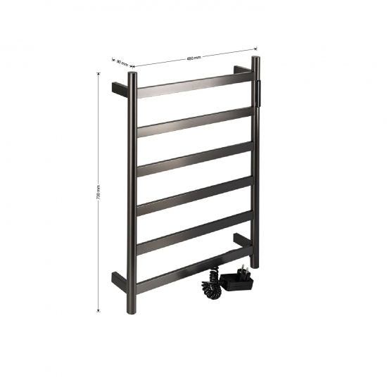 Полотенцесушитель электрический KRAFTTE 44056 480x730x90 графит ЖК-панель, вилка справа
