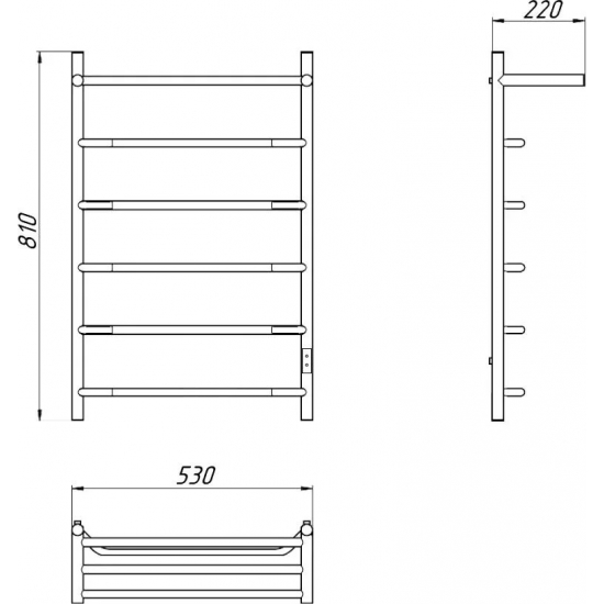 Полотенцесушитель электрический МАРГРОИД Вид 6 СНШ R 81x50 с полкой, белый матовый