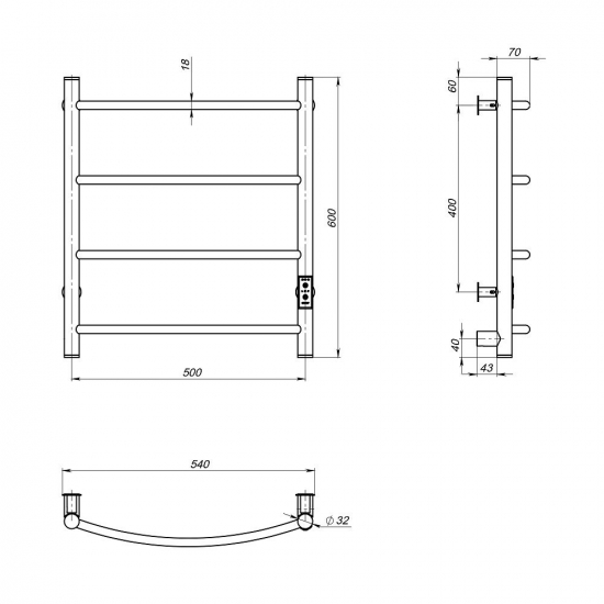 Полотенцесушитель электрический MIXLINE Capella 60x50 201 Вт, белый