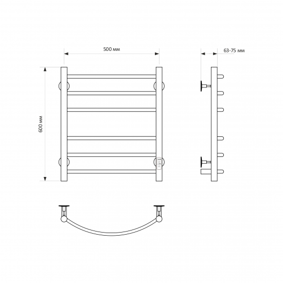 Полотенцесушитель электрический MIXLINE Capella 60x50 253 Вт, чёрный
