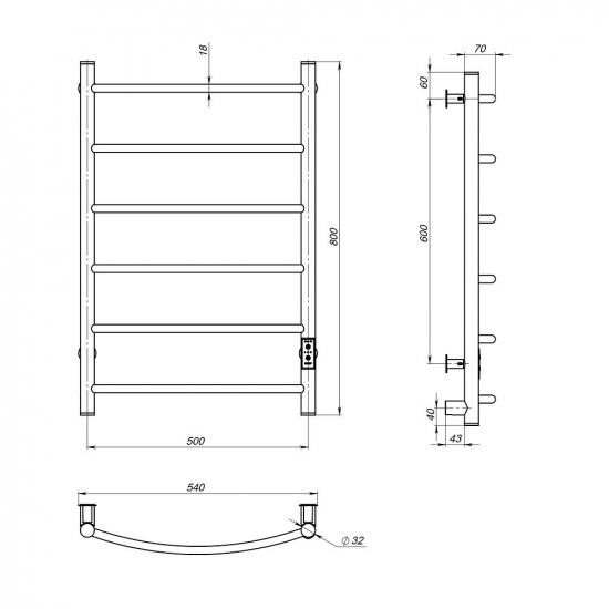 Полотенцесушитель электрический MIXLINE Capella 80x50 253 Вт, белый