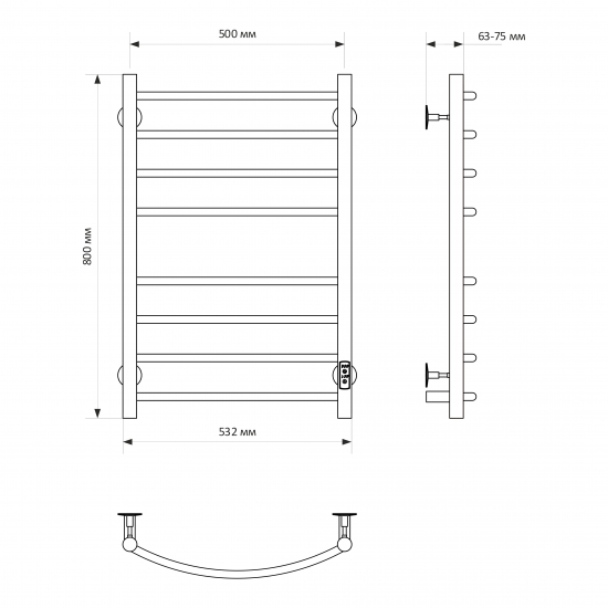 Полотенцесушитель электрический MIXLINE Capella 80x50 318 Вт, белый