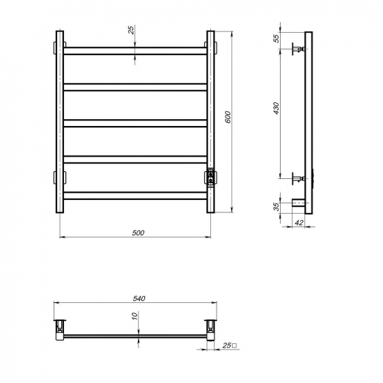 Полотенцесушитель электрический MIXLINE Favorite 60x50 302 Вт, матовый