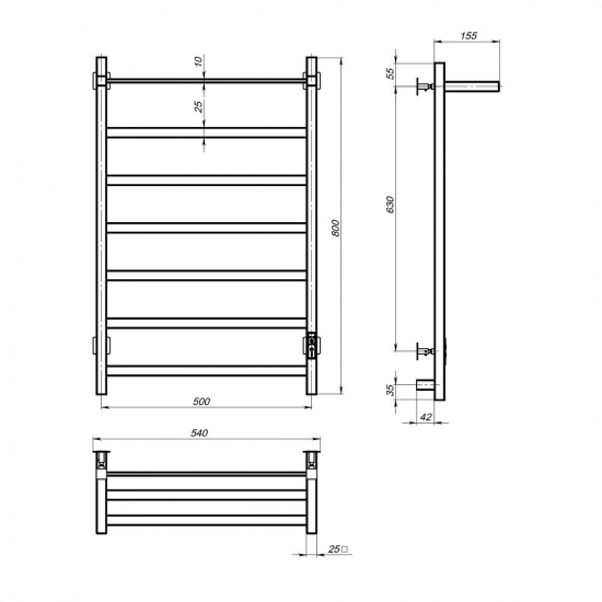 Полотенцесушитель электрический MIXLINE Favorite 80x50 481 Вт, полка, матовый