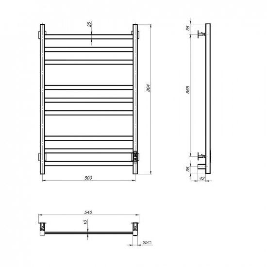 Полотенцесушитель электрический MIXLINE Favorite 80x50 Г2 499 Вт, матовый