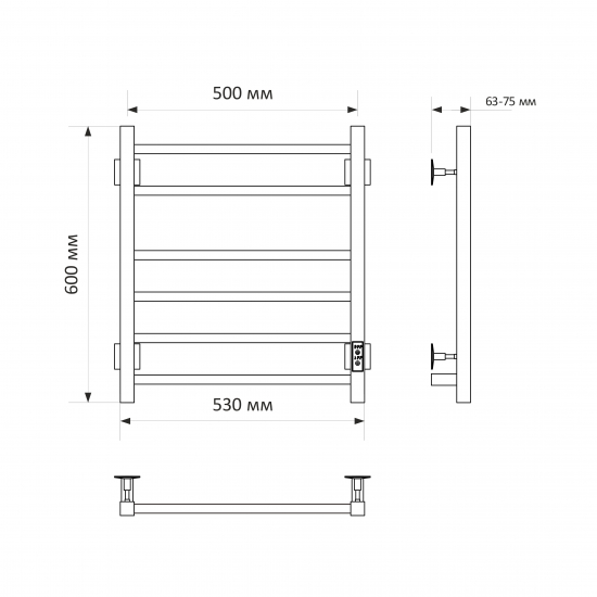 Полотенцесушитель электрический MIXLINE Fortune 60x50 323 Вт, графит