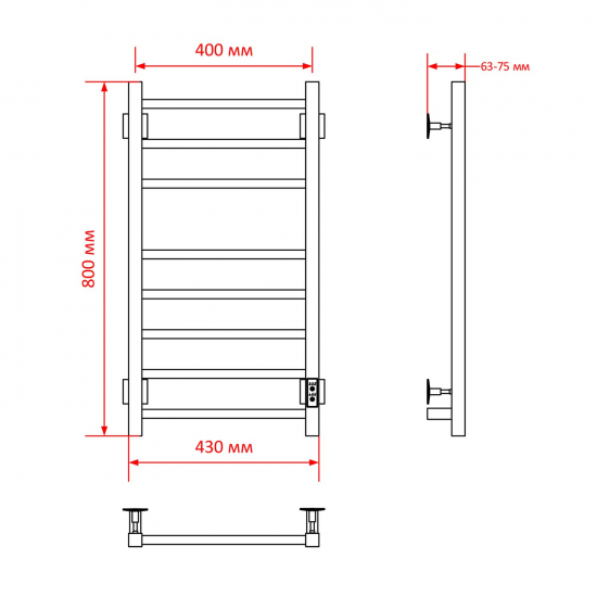Полотенцесушитель электрический MIXLINE Fortune 80x40 372 Вт, белый