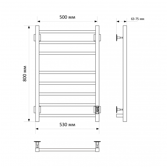 Полотенцесушитель электрический MIXLINE Fortune 80x50 425 Вт, графит