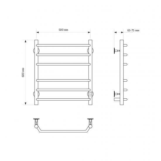 Полотенцесушитель электрический MIXLINE Mira 60x50 268 Вт, чёрный