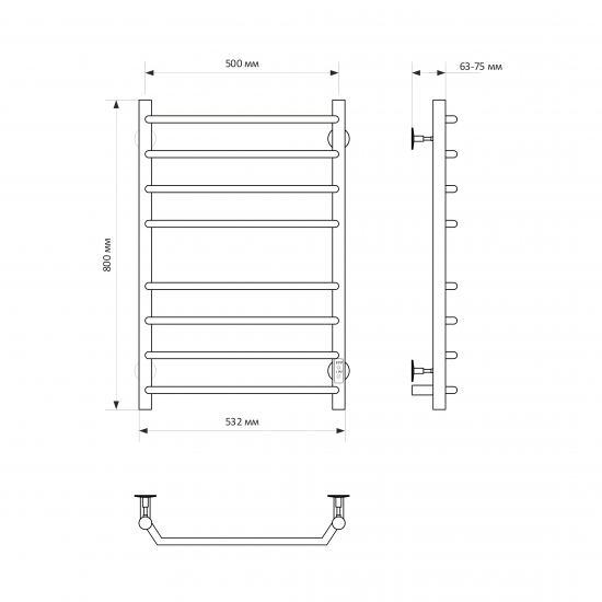 Полотенцесушитель электрический MIXLINE Mira 80x50 335 Вт, белый