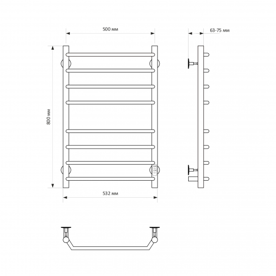 Полотенцесушитель электрический MIXLINE Mira 80x50 335 Вт, чёрный