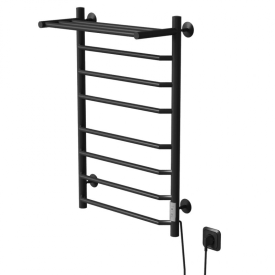 Полотенцесушитель электрический MIXLINE Mira 80x50 403 Вт, полка, чёрный