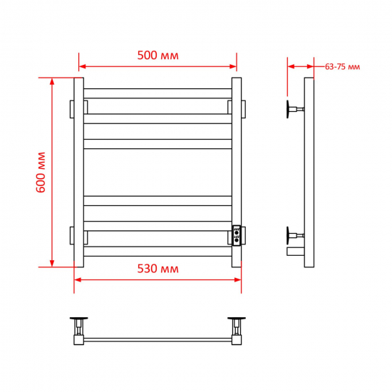 Полотенцесушитель электрический MIXLINE Triumph 60x50 312 Вт, белый