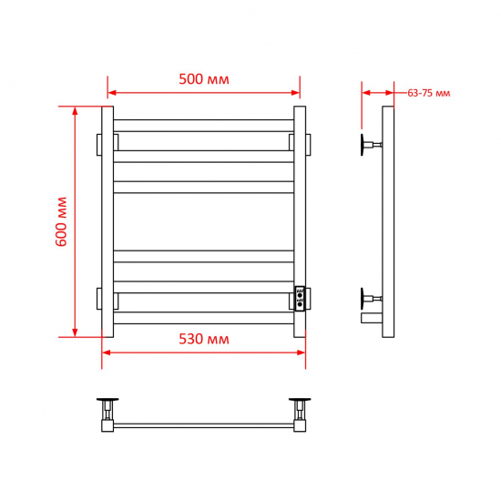 Полотенцесушитель электрический MIXLINE Triumph 60x50 312 Вт, чёрный