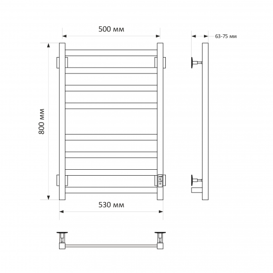 Полотенцесушитель электрический MIXLINE Triumph 80x50 415 Вт, белый