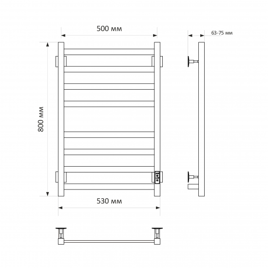 Полотенцесушитель электрический MIXLINE Triumph 80x50 415 Вт, чёрный