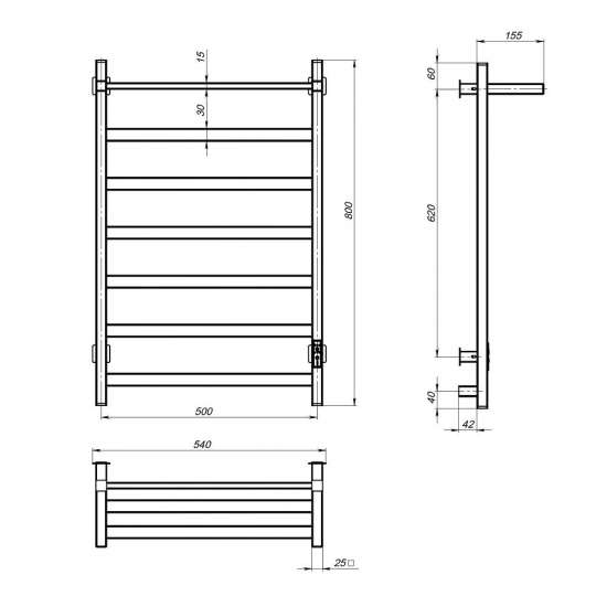 Полотенцесушитель электрический MIXLINE Triumph 80x50 558 Вт, полка, белый