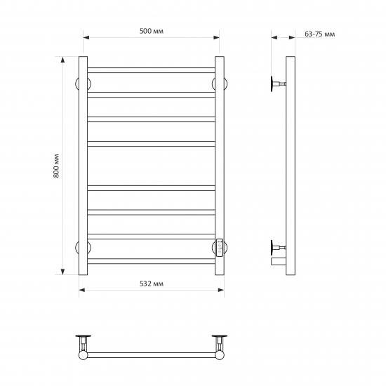 Полотенцесушитель электрический MIXLINE Vega 80x50 318 Вт, чёрный