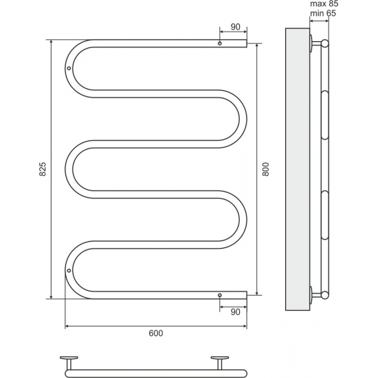 Полотенцесушитель электрический TERMINUS Ш-образный 600x800