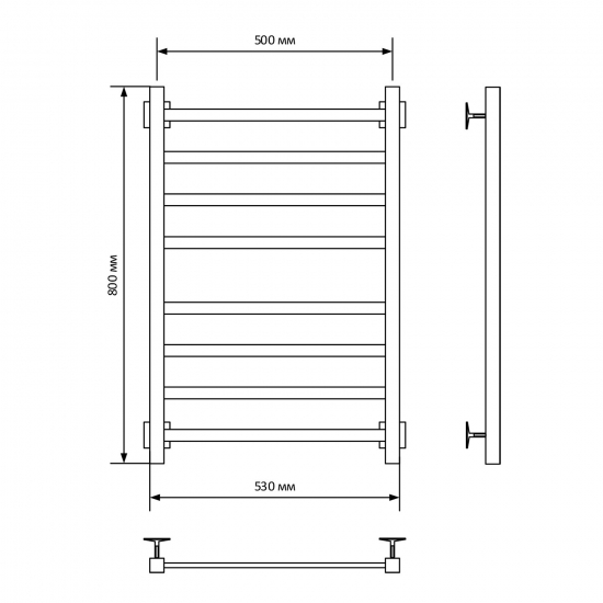 Полотенцесушитель электрический ZOX ЛЦ 80х50 8 перекладин Триумф-2 белый, унив. под. таймер, 415 Вт