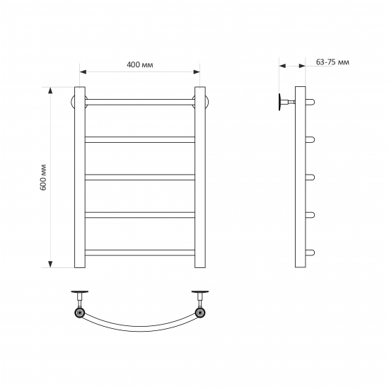 Полотенцесушитель водяной MIXLINE Capella 60х40 1/2'' лесенка, 5 перекладин