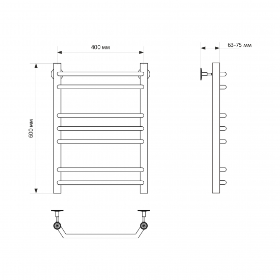 Полотенцесушитель водяной MIXLINE Mira 60х40 1/2'' трапеция, 7 перекладин