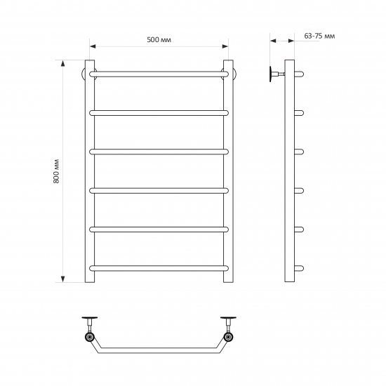 Полотенцесушитель водяной MIXLINE Mira 80х50 1/2'' трапеция, 6 перекладин