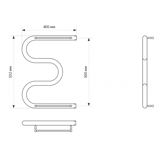 Полотенцесушитель водяной MIXLINE Simple M 50х40 1'' полка