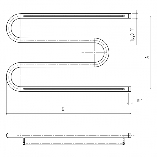 Полотенцесушитель водяной MIXLINE Simple M 50х60 1'' полка, полимер