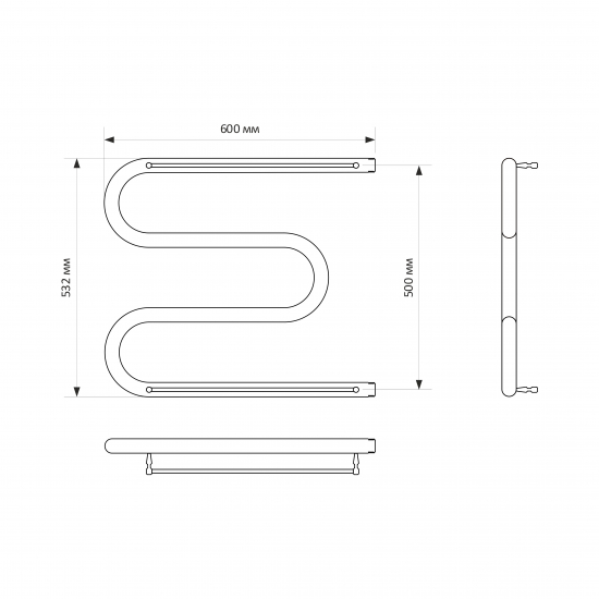 Полотенцесушитель водяной MIXLINE Simple M 50х60 1'' полка