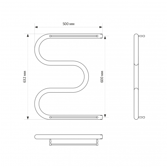 Полотенцесушитель водяной MIXLINE Simple M 60х50 1'' полка